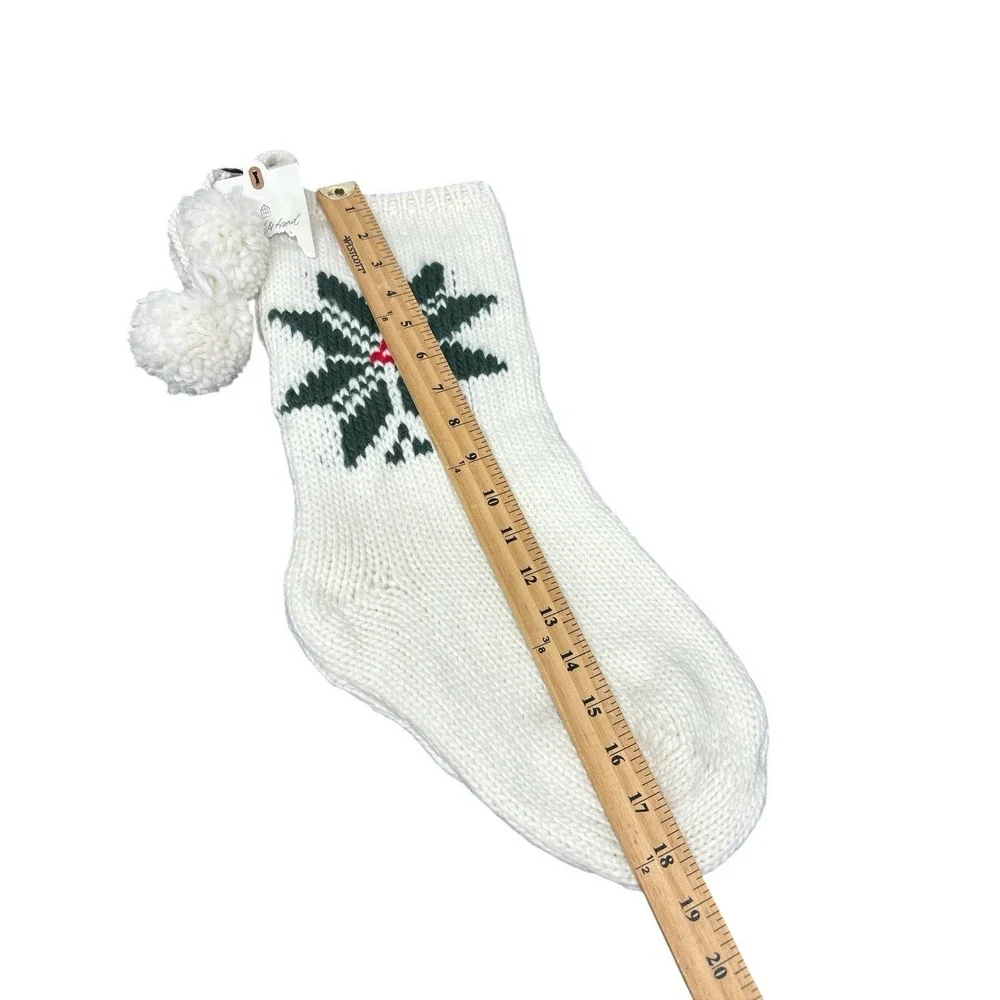 Hearth & Hand Magnolia Green Snowflake Red Christmas Jacquard Knit Stockings NWT